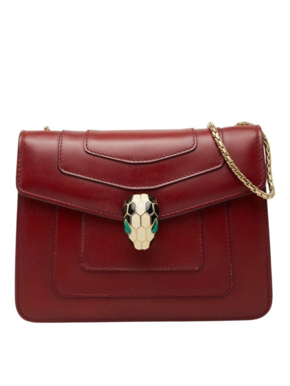 Bvlgari Serpenti Forever Crossbody Shoulder Bag Wine Red Leather